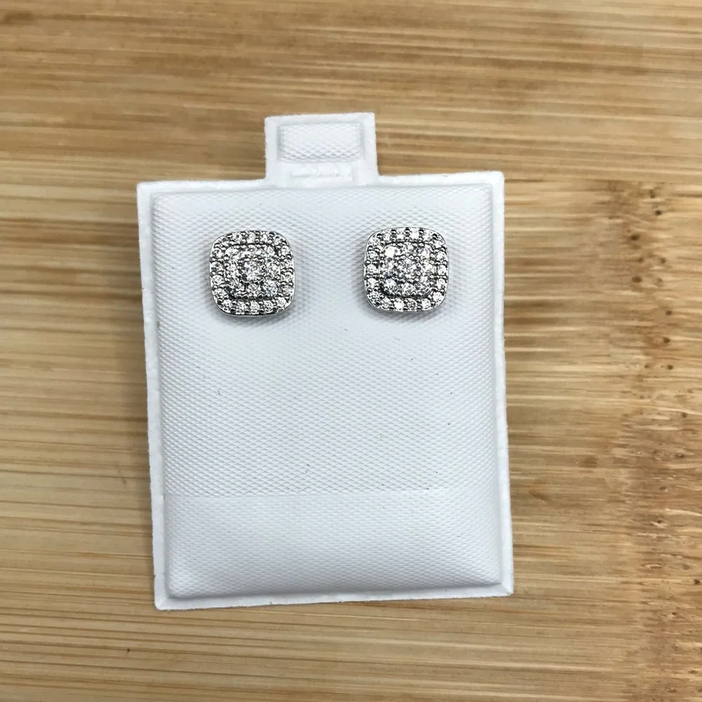 925 Sterling Silver 0.90CT MOISSANITE Square Stud Push Back Earrings